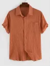 Vertical Stripe Print Pocket Short Sleeve Shirt