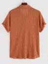 Vertical Stripe Print Pocket Short Sleeve Shirt