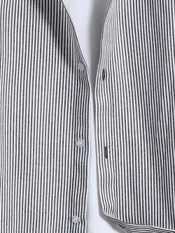 Vertical Stripe Print Short Sleeve Hooded Shirt