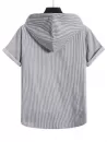 Vertical Stripe Print Short Sleeve Hooded Shirt