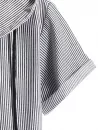 Vertical Stripe Print Short Sleeve Hooded Shirt