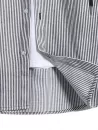 Vertical Stripe Print Short Sleeve Hooded Shirt