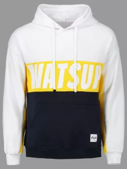Watsup Printed Color Block Kangaroo Pocket Hoodie