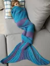 Winter Thicken Longer Color Block Design Knitted Wrap Kids Mermaid Tail Blanket