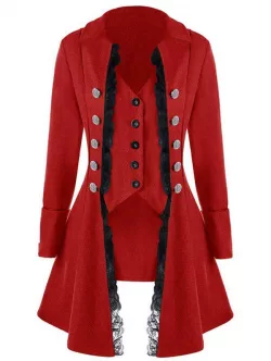 Women Stylish Long Sleeve Button Irregular Coat