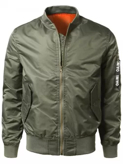 Zip Up Bomber Jacket With Flap Pocket