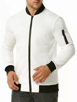 Zipper Pocket Ribbed Jacket